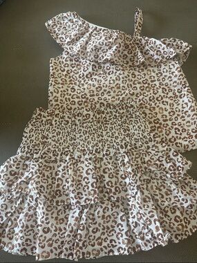 Janie and Jack Cream and Brown Leopard Print Girls Matching Set